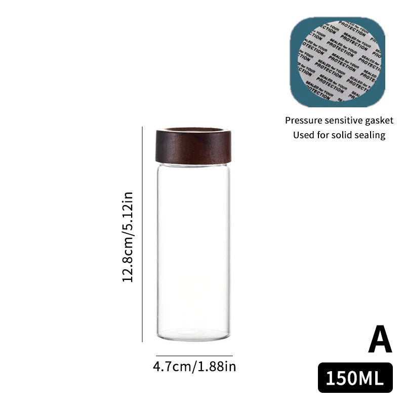 Mini Wood Lid Coffee Beans Storage Container Tube Kitchen Sealed Can Tea Spice Jars Single Dose Espresso Accessory Coffeware