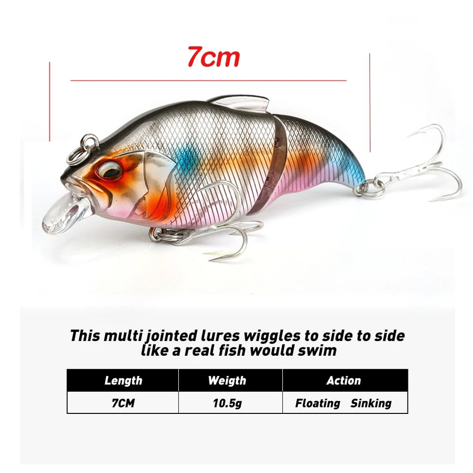 Fishing Lure Vatalion 7cm 10.5g Sinking Floating Crankbait Artificial HardBait Jointed VIB Vibration Wobblers Trout Bass Fishing