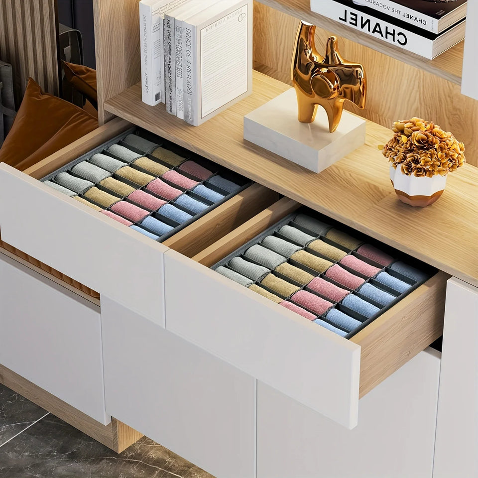 24-Compartment Organizer for Underwear Socks Bra Pants Scarf Tie Storage Box Wardrobe Drawer Organizers Foldable Case