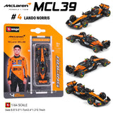 Bburago 1:64 McLaren F1 2025 MCL39 #4 Lando Norris #81 Oscar Piastri car model series children's Christmas boy gift toys