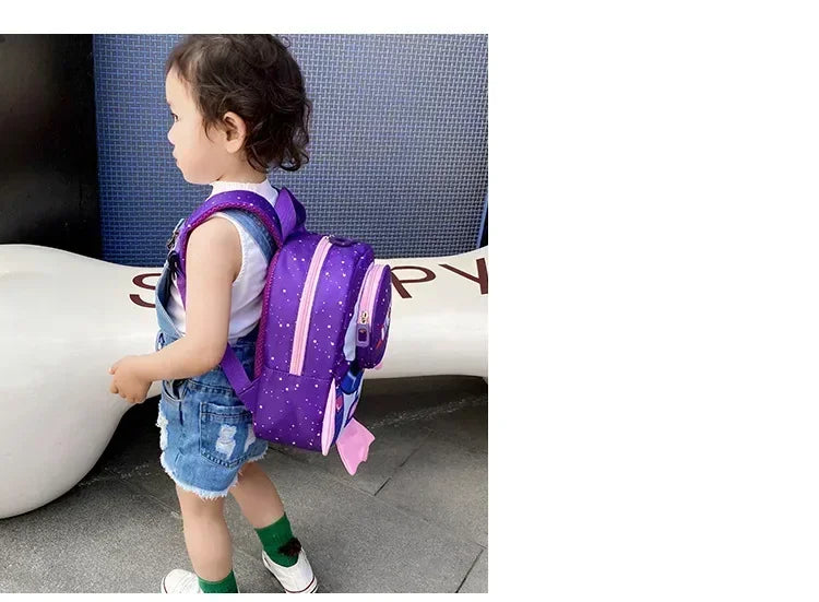 Childrens Anti Slip Backpack 1-3Years Old Space Rocket Towing Rope Kindergarten Backpack Childrens Early Education Bag New Model