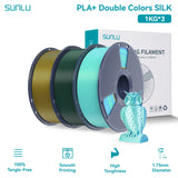 SUNLU Silk PLA PLUS 3D Filament 1.75mm Double Colors Silk Textures Pla+ Gradient Colors Filament for Most FDM 3D Printer 3KG