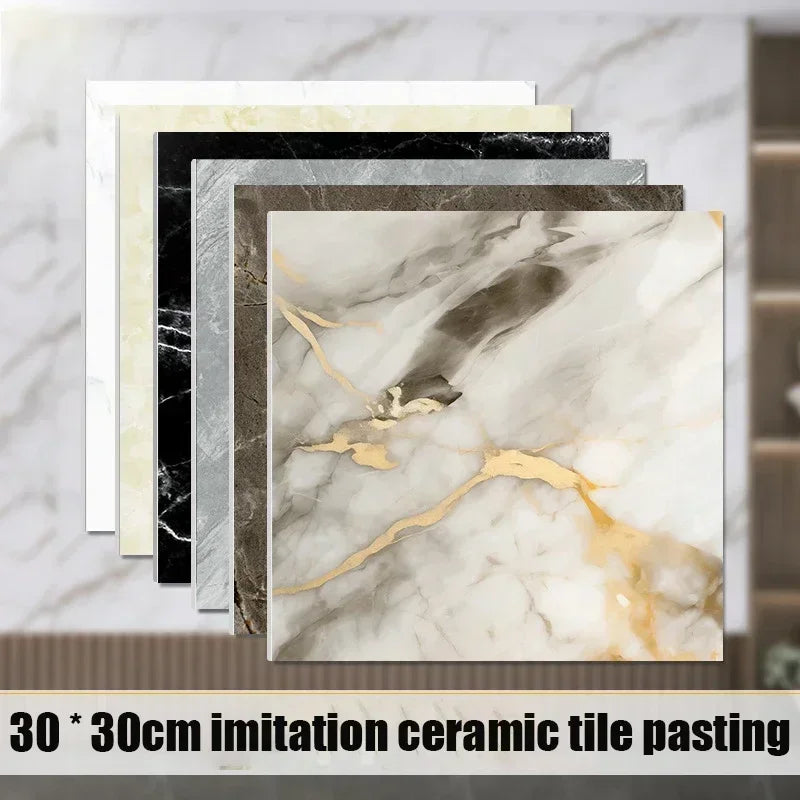 Self Adhesive Imitation Tile Wall Sticker Waterproof Anti Moisture Bathroom Wallpaper Decorative Faux Tile Film For Home Decor
