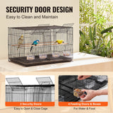 SucceBuy 30In Flight Bird Cage Stackable Divided Small Animal Cage for Kinds of Birds Pet Travel Birdcage with Handle and Perche