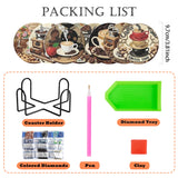 8 pieces/set of diamond painted coaster set with coffee pattern coaster (with holder) - DIY diamond art craft kit for home decor