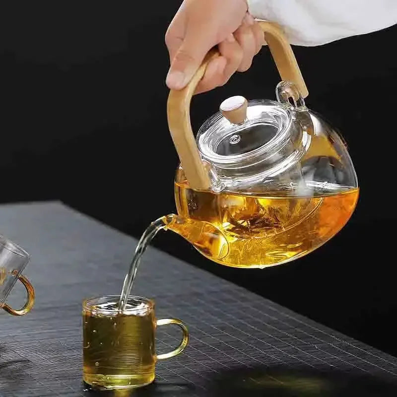 Steaming and boiling teapot, heating and boiling tea, glass kettle, household tea set, boiling