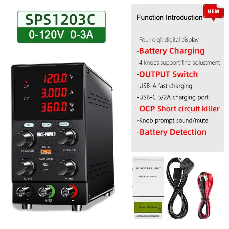 NICE-POWER Bench Lab DC Power Supply Adjustable 30V 60V Laboratory OCP OUTPUT 10A Charging of Lithium Iron Phosphate Batteries