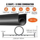 SucceBuy 3m 4.8m 6m Garage Door Seals Bottom Rubber U Shape +O Ring Garage Door Weather Stripping Universal Weatherproof Rubber