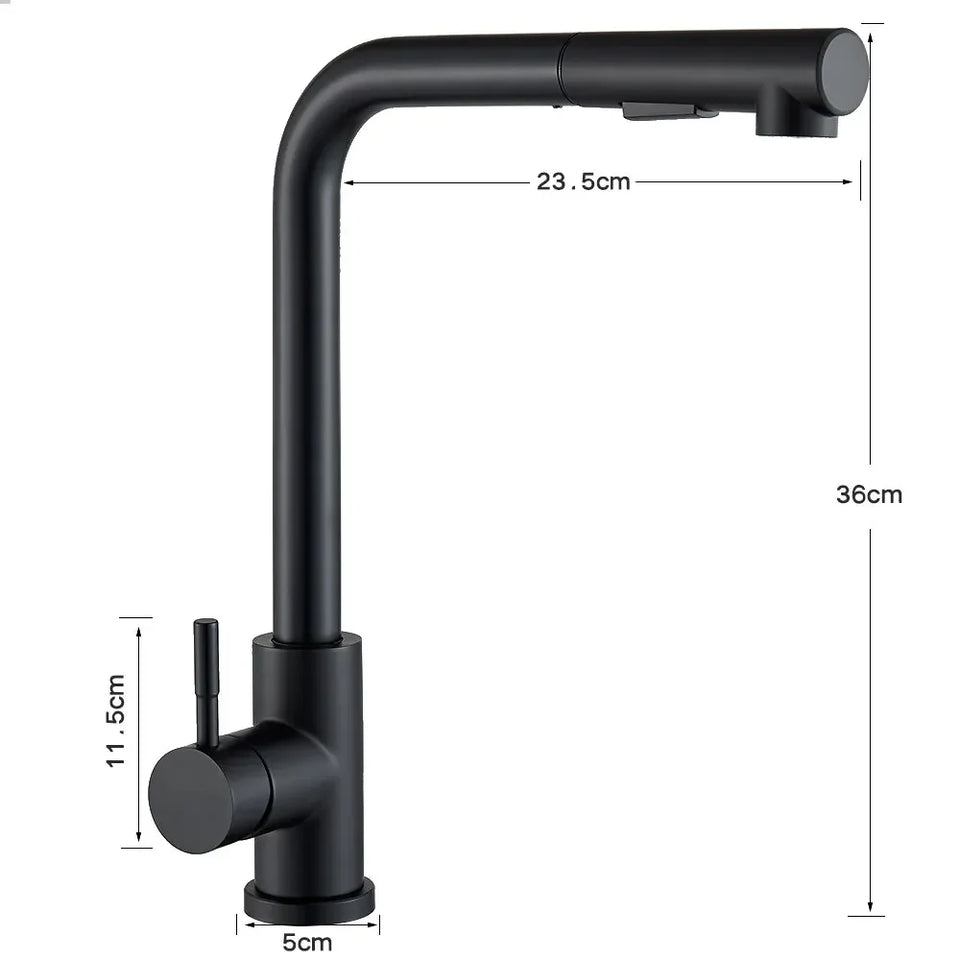 Matte Black Kitchen Faucet Pull Out Kitchen Sink Water Taps Dual Way Sprayer Mixer Tap 360 Rotation Cranes Deck Mounted