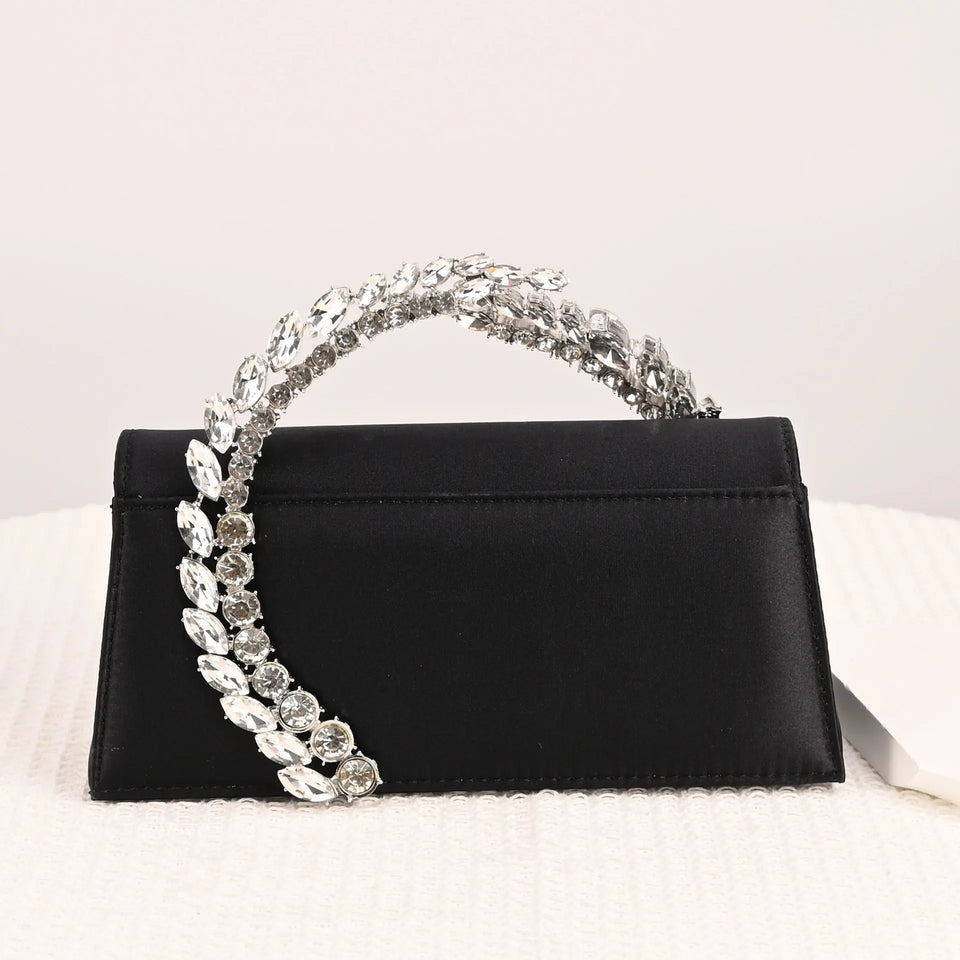 Luxury Diamond Evening Bag Clutch Satin Women Designer Handbags Crystal Silk Shoulder Crossbody Bags for Women Wedding Box Bag
