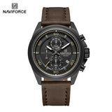 Original NAVIFORCE Business Luxury Leather Strap Men Watches Sports Chronograph Watch for Man 3ATM Waterproof Quartz Wristwatch