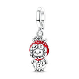 Red Series 925 Sterling Silver Koi Firecracker Dragon Heart Mushroom Coffee Machine Charm Fit DIY Bracelet Necklace Niche Gifts