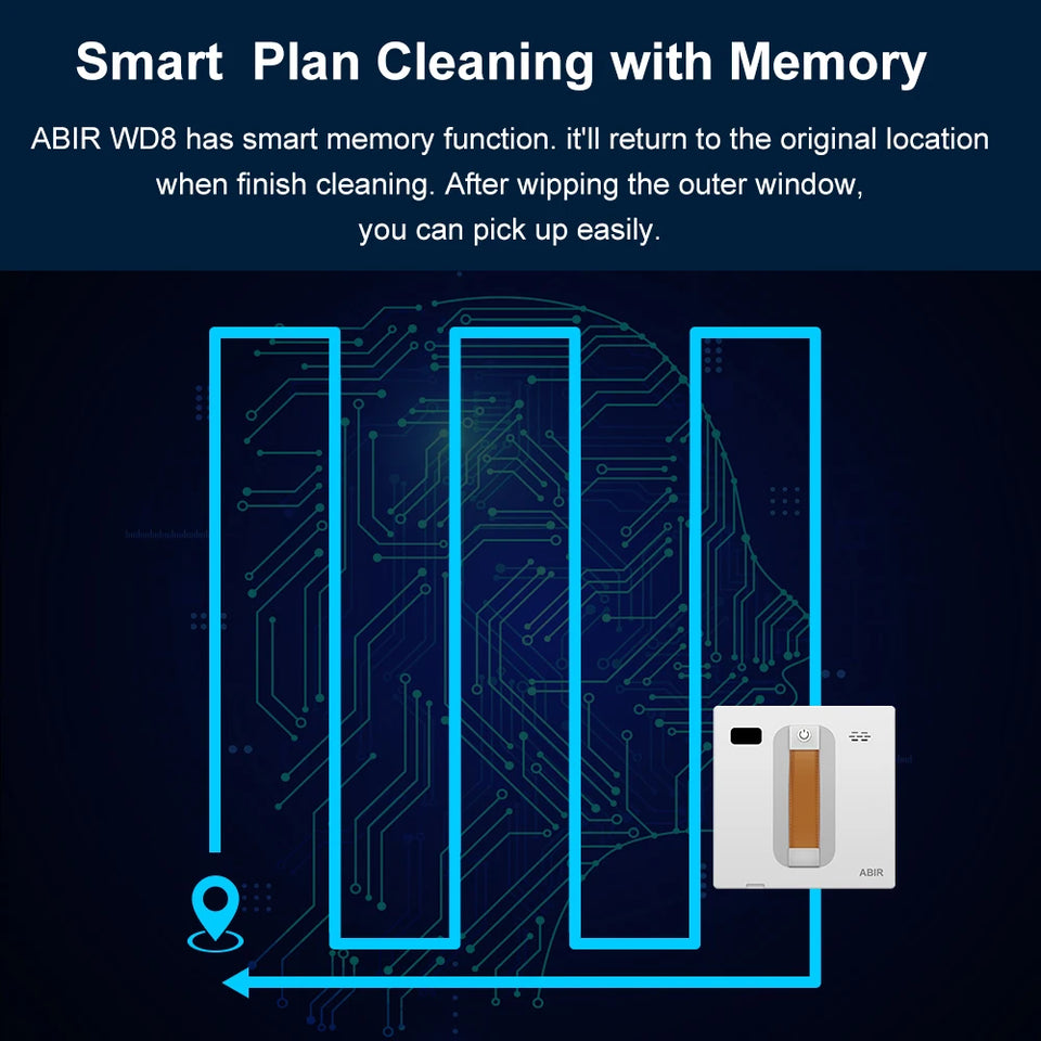 ABIR WD8 Window Cleaning Robot, Dual Ultrasonic Spray, AI intelligent Wipping, Updated Laser,Smart Home Glass Wall Washing