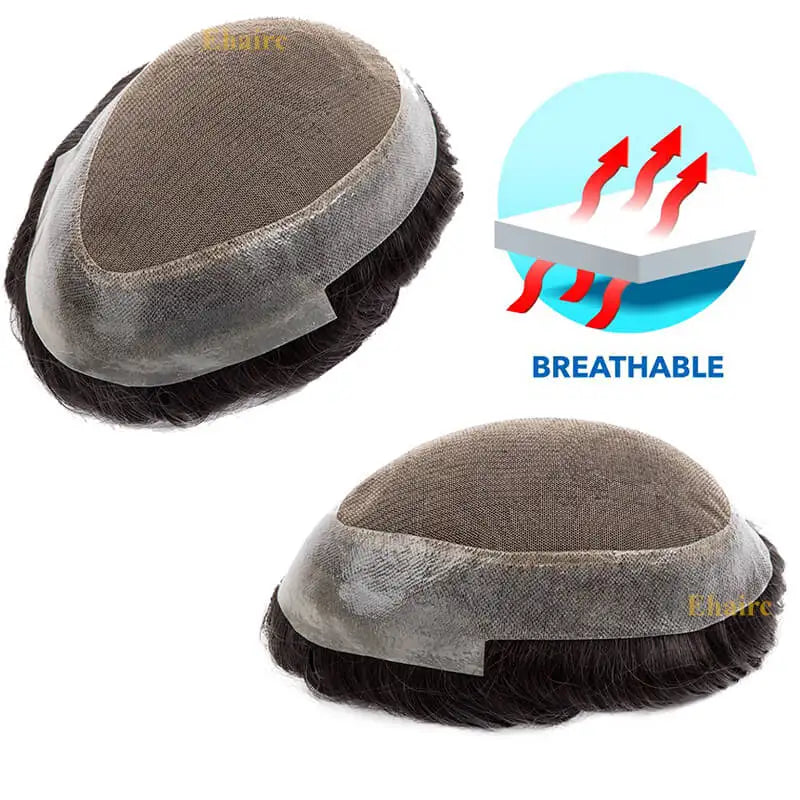 New Australia--Male Hair Prosthesis Toupee Men Lace and PU Breathable Men's Wig For Men Natural Hairline 6" Men's Hair System