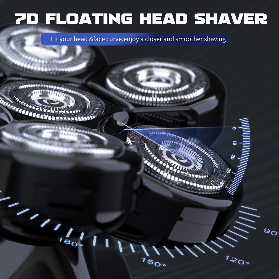 SEJOY Head Shavers for Bald Men Multifunctional 7D 6-in-1 Electric Razor with Nose Hair Trimmer Waterproof Men Grooming Kit