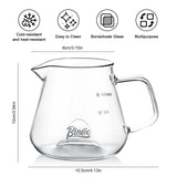 Bincoo 400ML Clear Glass Coffee Carafe Heat Resistant Visual Brewing Control Easy Sharing Pour over Coffee Maker