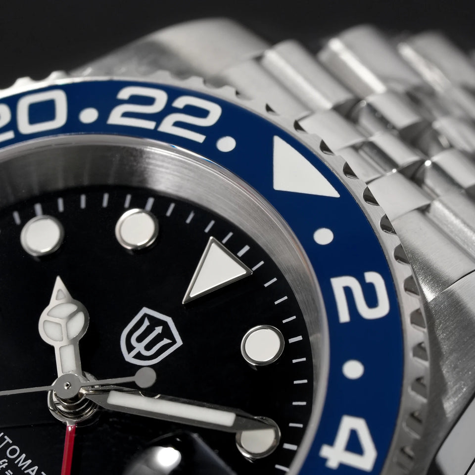 Watchdives WD16760 V2 GMT Watch NH34 Automatic Movement Sapphire Luminous Watches Stainless Steel 300m Waterproof Wristwatch