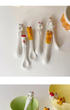Hot SALE Kitchen Tool Novelty Gift Ceramic Cartoon Cute Cat Animal Spoon Hanging Coffee Dessert Spoon Unique Ice Cream Flatware