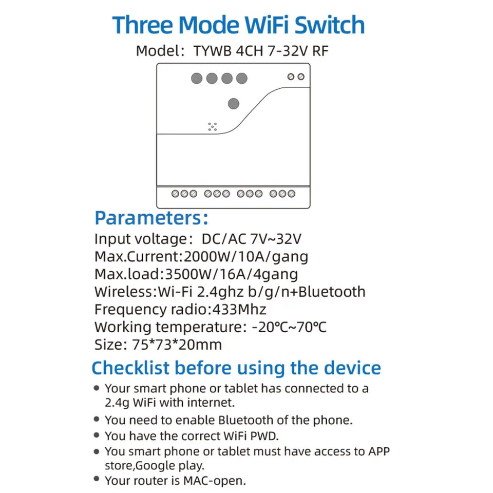 DC 5V-32V Intelligence WiFi Relay Module 5V 12V 24V Wireless WIFI Module Things Smart Home Remote Control Switch