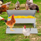 Treadle Chicken Feeder with Weatherproof Lid Rat Proof Chicken Feeder Metal Chicken Feeder for Chickens Ducks and Geese