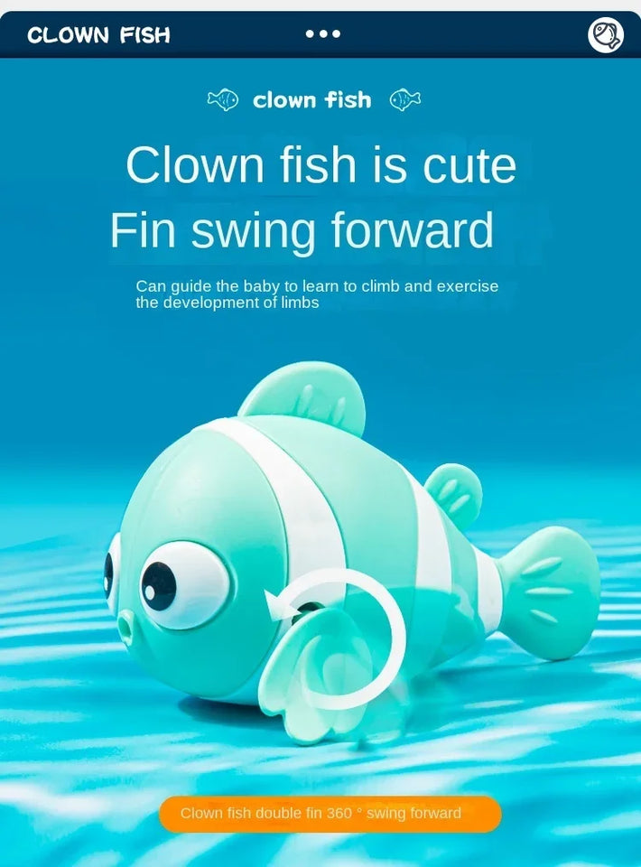 Hot sellingBaby Bath Toys Cute Swimming Fish Cartoon Animal Floating Wind Up Toys Water Game Classic Clockwork Toys For Toddlers
