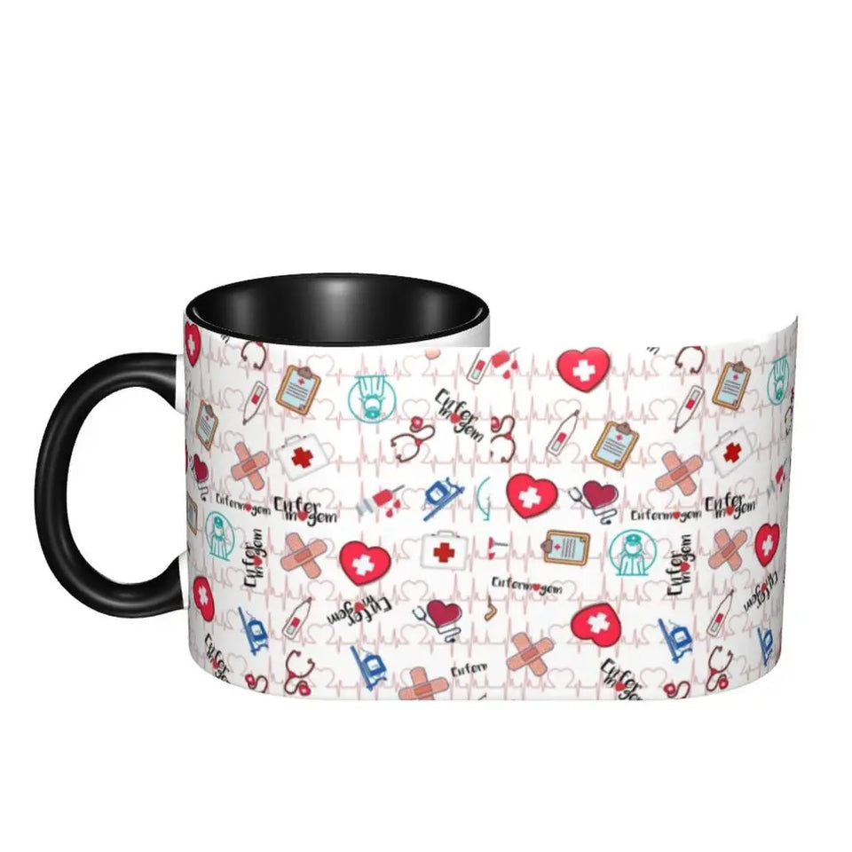 Pink Doctor Nurse Coffee Mugs DIY Customized Enfermera En Apuros Ceramic Milk Tea Mug Cup