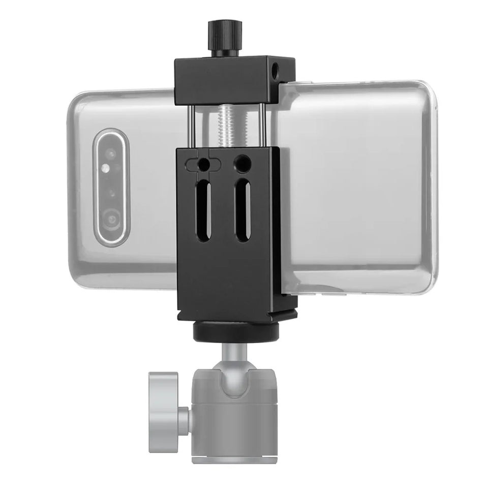 Aluminum Alloy Mobile Phone Holder Clip for Smartphone with Spirit Level Cold Shoe Mount 1/4 3/8 Hole Tripod Head Clamp Bracket