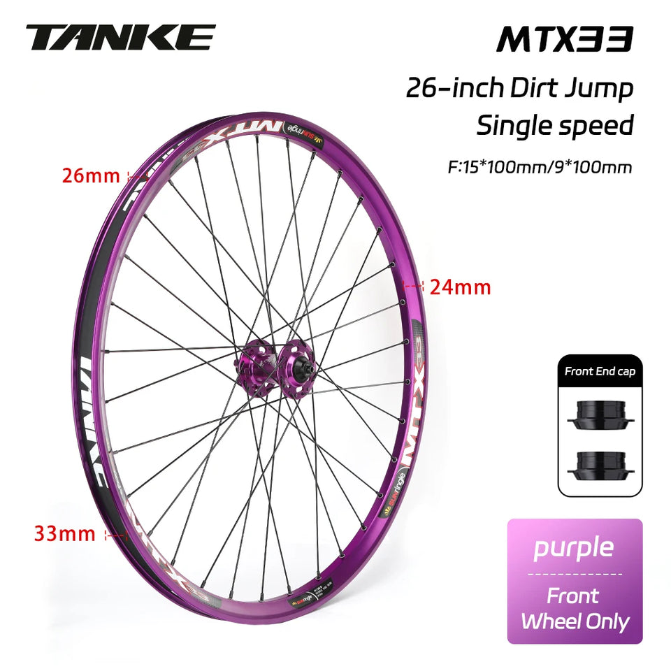 TANKE MTB Wheelset 26 inch Disc Brake MTB single-speed DJ AM Enduro DH Wheelset Hub MTX33/39 aluminum alloy Mountain wheel set