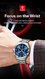POEDAGAR Fashion Functional Man Wristwatch Luminous Week Date Business Watch For Men Stainless Steel Sports Men's Quartz Watches