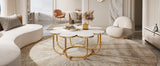 Tribesigns Faux Marble Coffee Table, White and Gold Flower-Shaped Accent Table for Living Room