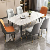 Decorative Furniture Luxury Modern Cheap Marble Stone Metal Restaurant Kitchen Hotel Use Elegant Dining Table Set