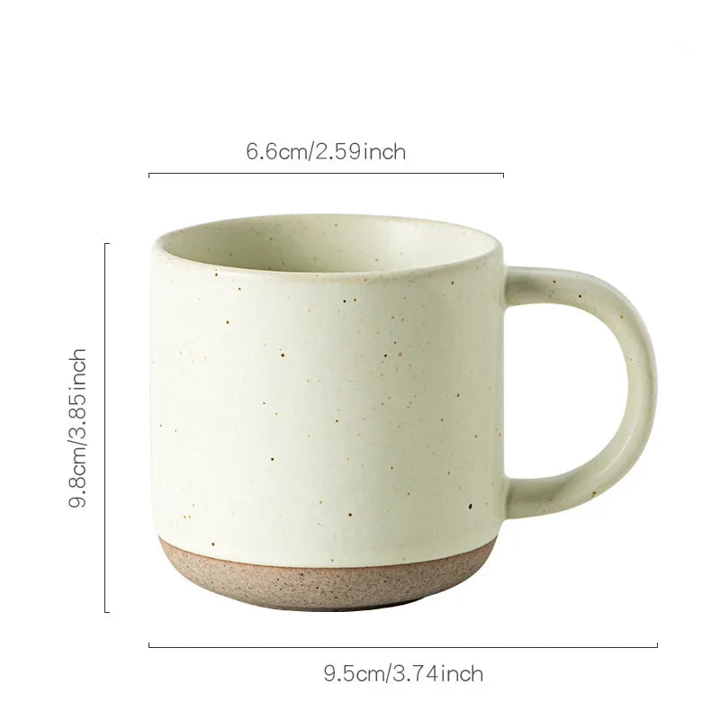 Speckled Ceramic Coffee Mug Modern White Frosted Design with Handle Unglazed Base Custom Small for Cafe