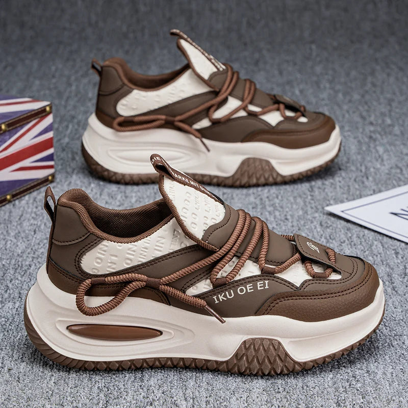 Chunky Sneaker Plus Size 45 46 47 48 Men Designer Sport Shoes Fashion Casual Leather Fabric Height Increased Flat Platform Shoes