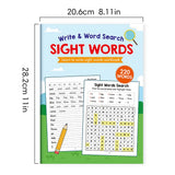 Sight Words Write and Search Game Workbook Preschool English Learning Aids Learn to Read for Beginners Vocabulary Building