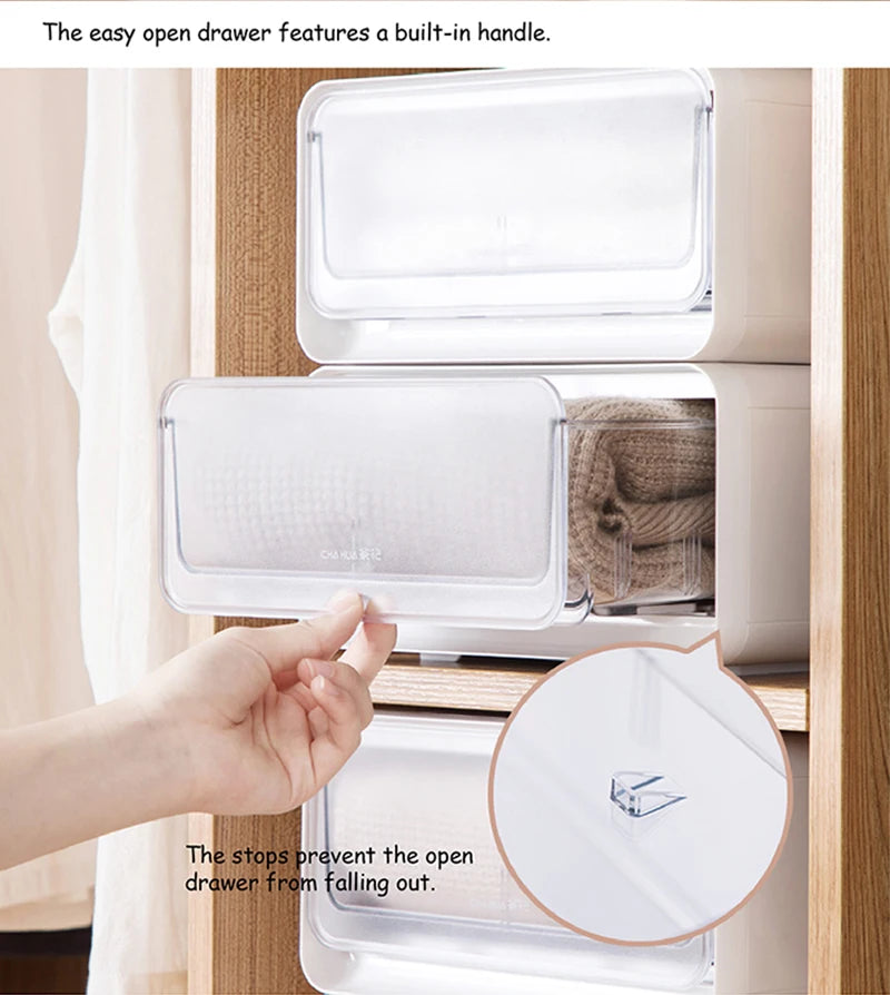 Organization Storage Clothing Closet Organizer System Containers Transparent Storage Box With Compartments