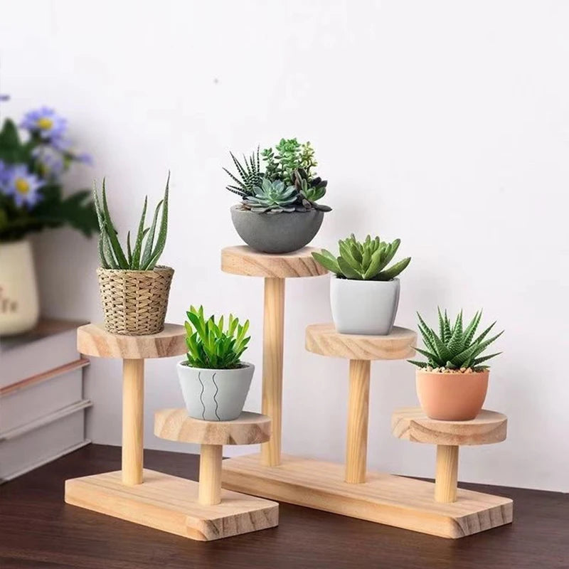 Wooden Ladder Shelf Multi Round Display Stand Storage Rack Solid Versatile Wood Jewelry Display Stand Cosmetics Doll Storage Rac