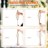 VEVOR Tall Crystal Wedding Flower Stand Metal Wedding Centerpiece Vase Gold Flower Holders Floral Display Rack for Wedding