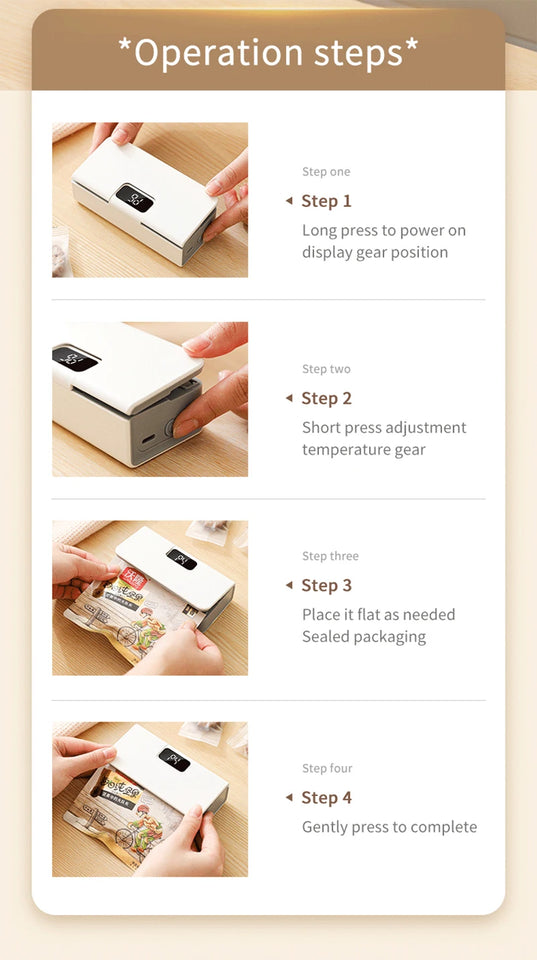 Plastic Bags Sealer Mini Sealing Machine Portable Handheld Mini Heat Bag Sealer USB Rechargeable Food Packaging Sealing Machine