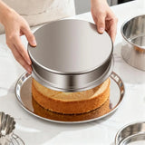 8 Inch Cake Pan Set of 4 Stainless Steel Round Layer Cake Baking Pans Molds Tins Stackable Even Heating Dishwasher Safe Non-Tox