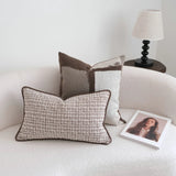 Coffee Brown Maillard Cushion Cover Retro Geometric Jacquard Pillow Case Wabi Sabi Pillow Covers Decorative Modern Luxury Home