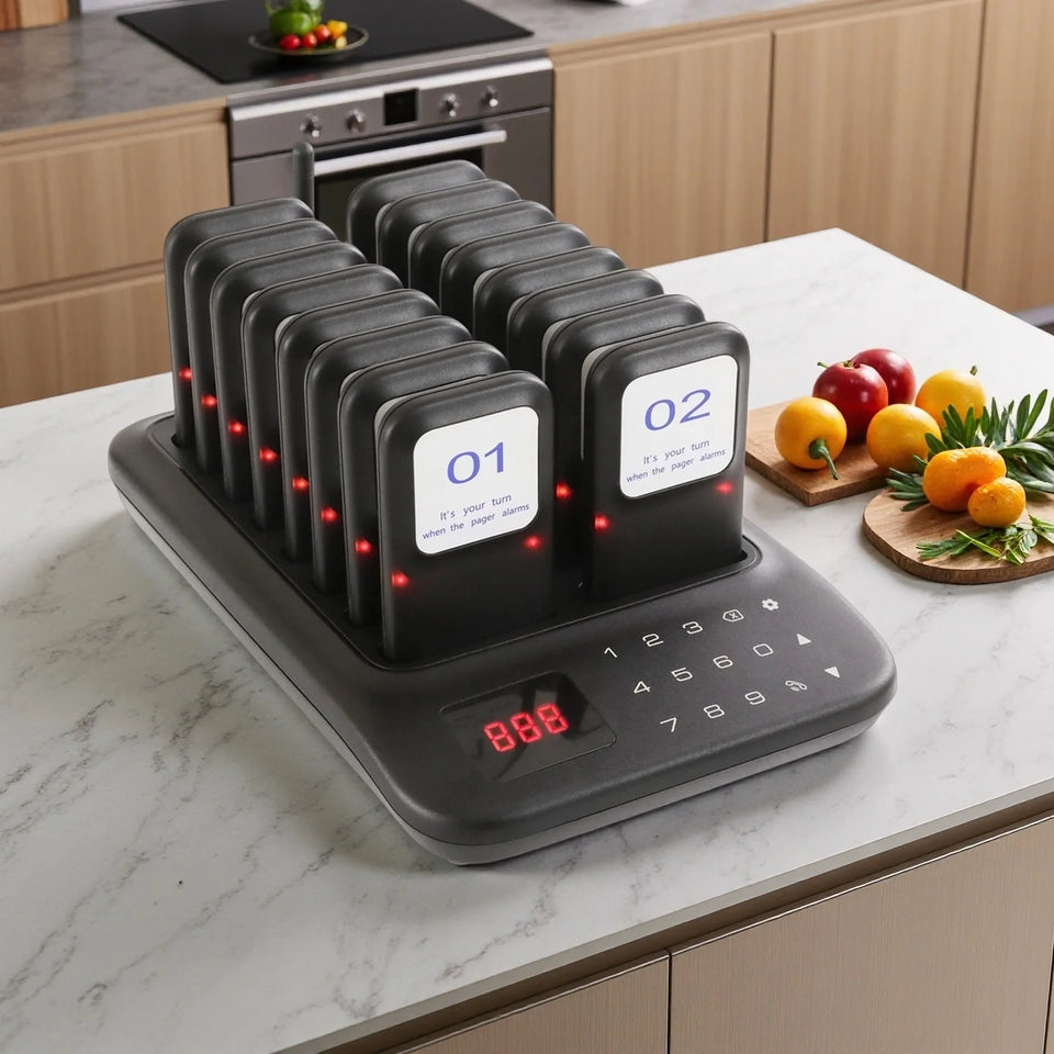 Restaurant Pager System,16 Restaurant Pagers,Wireless Calling System for Restaurant,1000FT Long Range Food Buzzer  Pagers