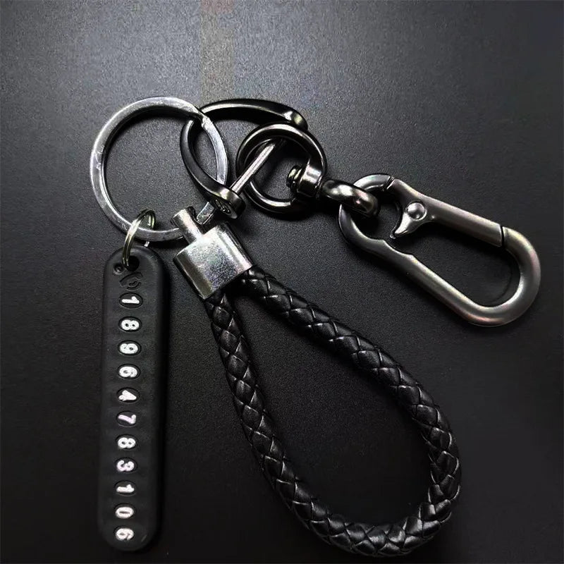 Mobile Phone Number Plate Woven Rope Car Key Anti-loss Phone DIY Pendant Men's and Women's 8-shaped Key Chain Key Chain