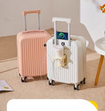 Multifunctional suitcase 18 inch small lightweight luggage with USB cup holder password suitcases 20" cabin carry-on travel bag