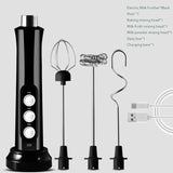 Electric Milk Frother Foam Maker Handheld Foamer High Speeds Drink Mixer Coffee Frothing Wand 3 In 1 Portable Rechargeable