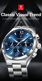POEDAGAR Fashion Functional Man Wristwatch Luminous Week Date Business Watch For Men Stainless Steel Sports Men's Quartz Watches