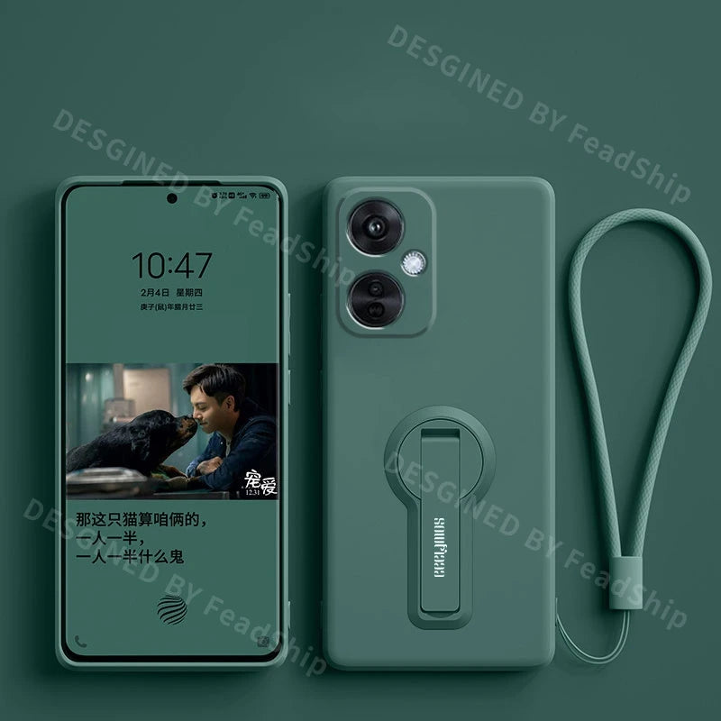 Luxury Phone Case For Oneplus Nord CE 3 Lite NordCE3 NordN30 Liquid Silicone Case Shockproof Soft Cover With Holder Sreen Film