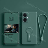 Luxury Phone Case For Oneplus Nord CE 3 Lite NordCE3 NordN30 Liquid Silicone Case Shockproof Soft Cover With Holder Sreen Film