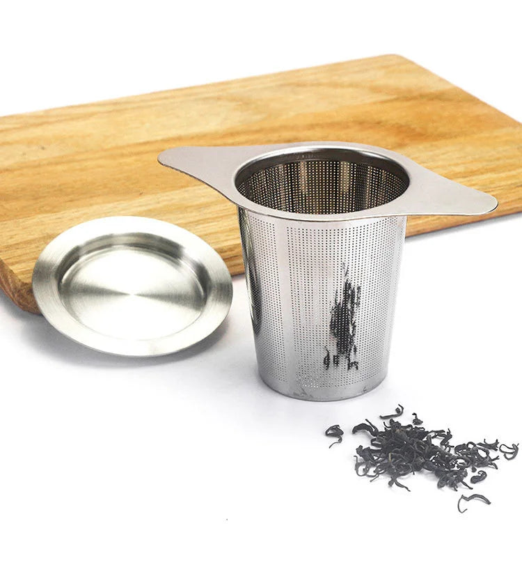 Tea Infuser Basket with Dual Handle Fine Mesh Stainless Steel Cup Loose Leaf Tea Funnel Strainer Tearoom Supplies