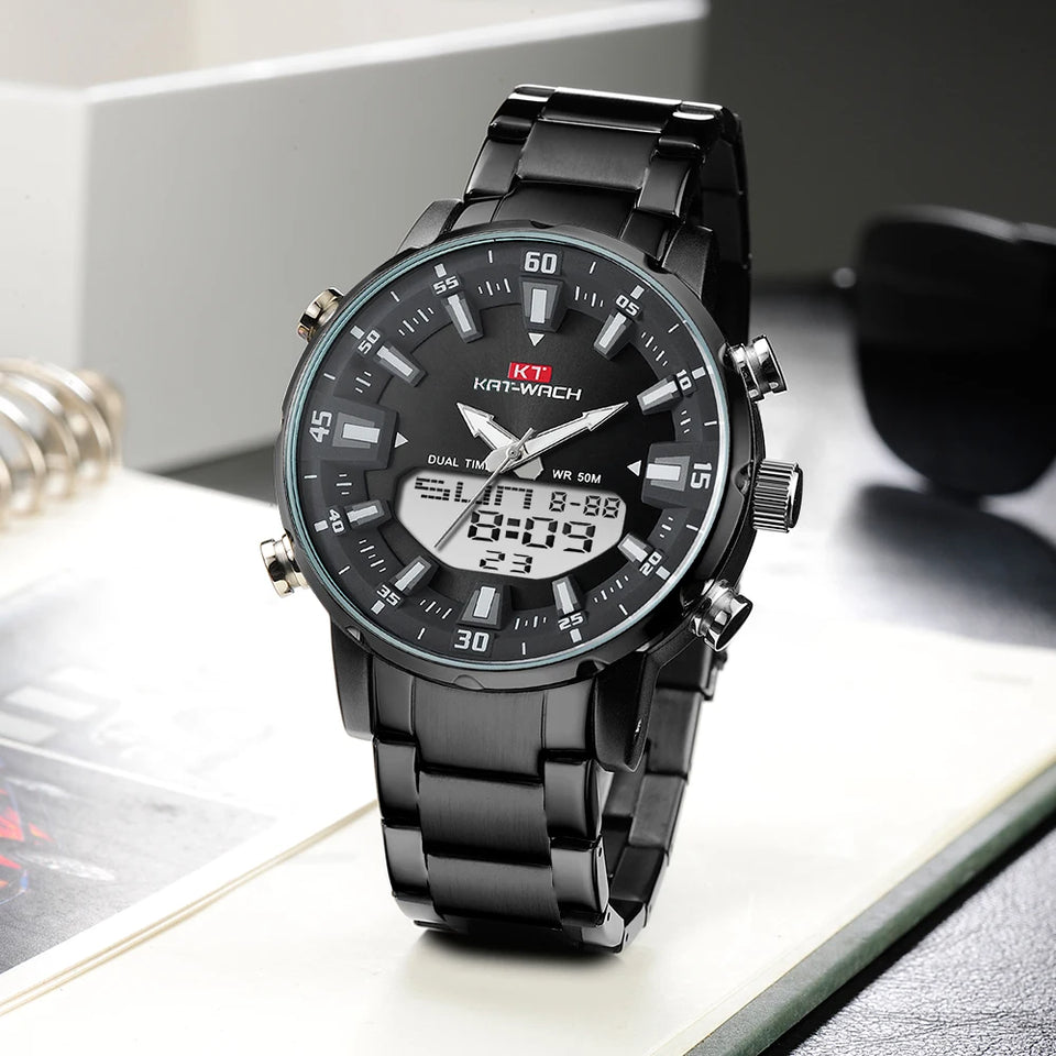 KAT-WACH Men Quartz Wrist Watch  2024 High Quality Luxury  Original Waterproof Digital Watches