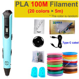 New 3D Printing Pen LCD Display Screen 1.75mm ABS/PLA 0.7mm Diameter Material Kids DIY Drawing Pen Christmas Birthday Gifts